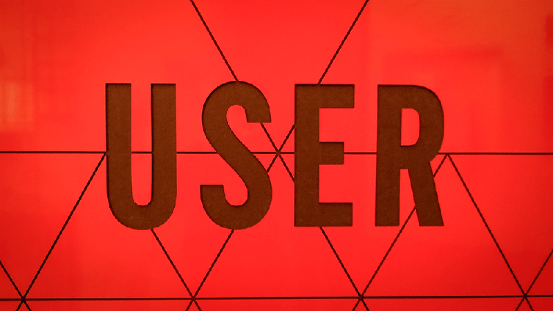 User word written on over a red background